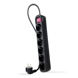 Regleta Nanocable 6xSchuko Interruptor (10.37.0006-BK)