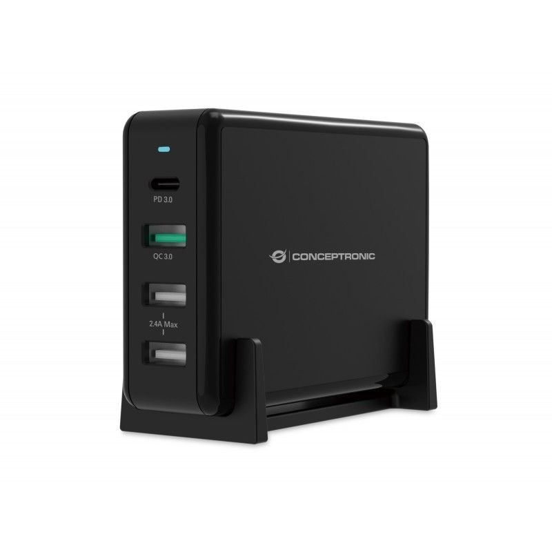 Cargador CONCEPTRONIC 65W 3USB-A 1USB-C Negro (OZUL01B)