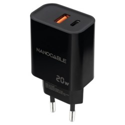 Cargador de Pared Nanocable USB-A/C Negro (10.10.2008)