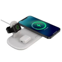 Devia Cargador Inalámbrico 15W 3en1 Blanco (DST3IN115W)