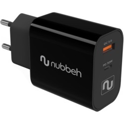 Cargador Pared NUBBEH 1USB-C 30W Negro (NBWALLCHB)