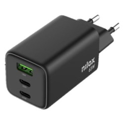 Cargador Pared NILOX 65W 2xUSB-C 1xUSB-A (NXGANUSBC65)