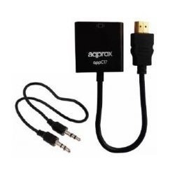 Adaptador Approx HDMI/M a VGA/H + 3.5mm Negro (APPC17)