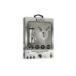 Cargador de Coche SUBBLIM 2xUSB-A Cable 3en1 (4CC001)