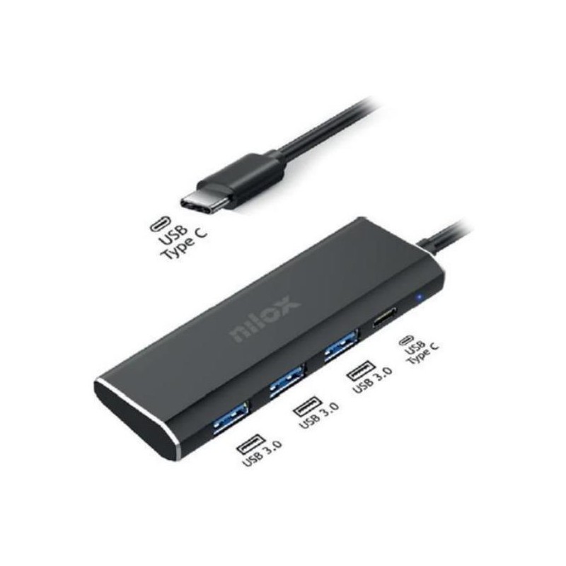 Hub NILOX USB-C a 3xUSB-A 3.0 1xUSB-C (NXHUBUSBC03)