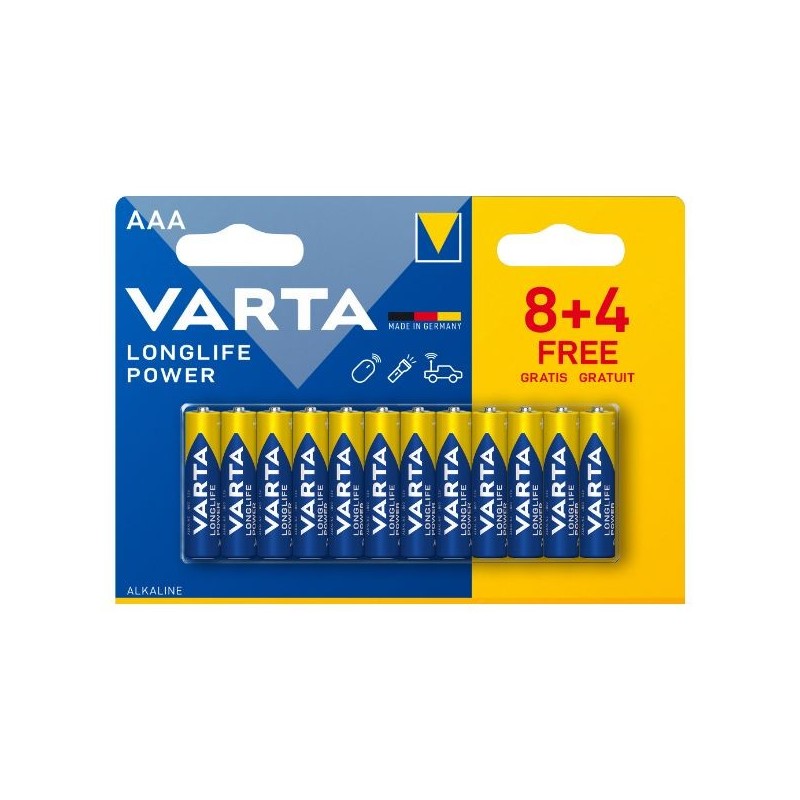Pilas Varta Longlife Power AAA Blister 8+4 (4903121472)