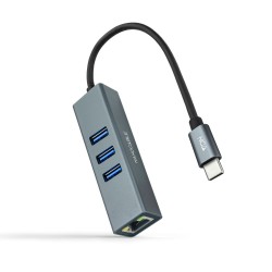 Adaptador Nanocable USB-C a 3xUSB-A/RJ45 (10.03.0408)