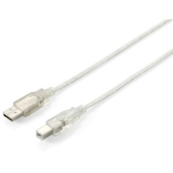 Equip 128653 cable USB 1 m 2.0 A B Plata, Transparente