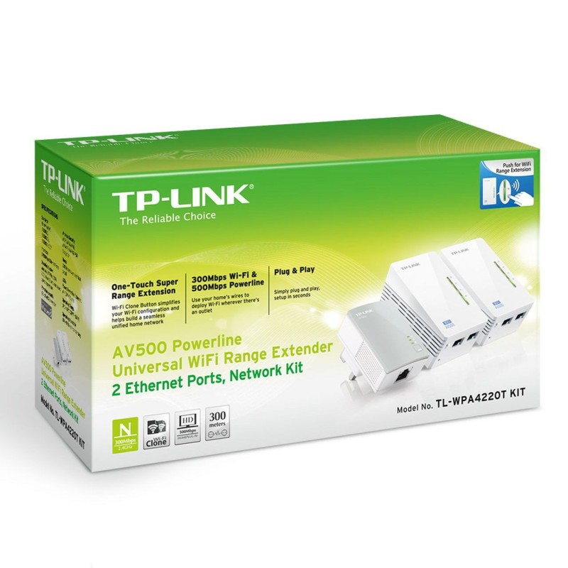 Powerline TP-Link AV600 WiFi Ethernet (TL-WPA4220T KIT)