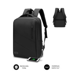Mochila SUBBLIM City 15.6in USB Negra (SUB-BP-2BL2002)