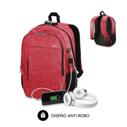 Mochila SUBBLIM Urban Lock 16in USB Roja(SUB-BP-1UL0002)