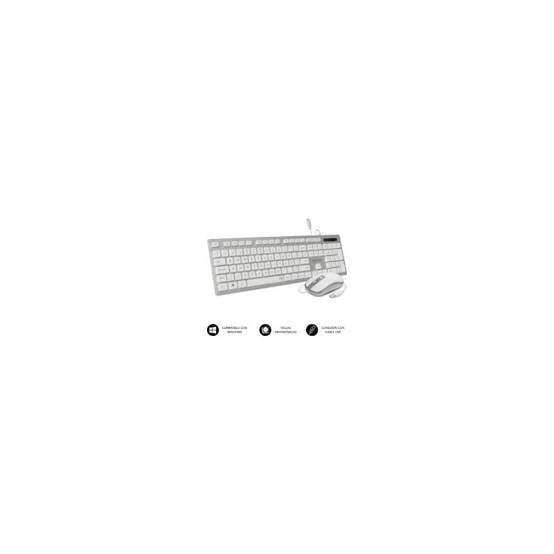 Tecl+Ratón SUBBLIM Ergo Flat USB Plata/Blanco (CEKE60)