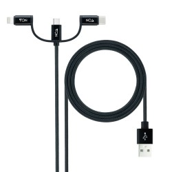 Nanocable USB-A a Lightning/mUSB/USB-C 1m (10.01.3200)