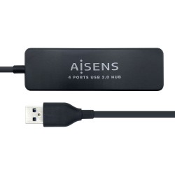 Hub AISENS USB 2.0 a 4xUSB 2.0 30cm Negro (A104-0402)