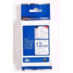 Cinta BROTHER 12mm 3m Azul sobre Blanco (TZe-FA3)